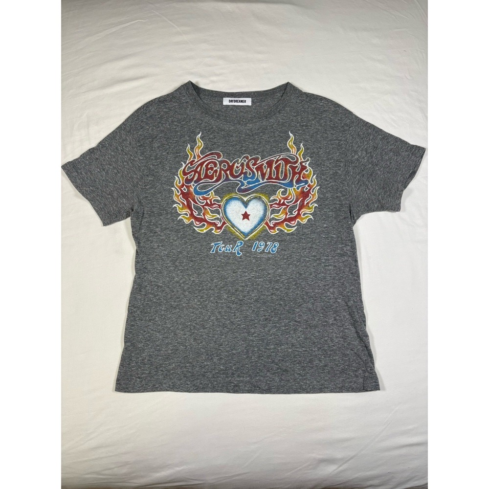 Daydreamer Aerosmith Tour 1978 Live Bootleg Boyfriend Graphic Tee Grey Women S